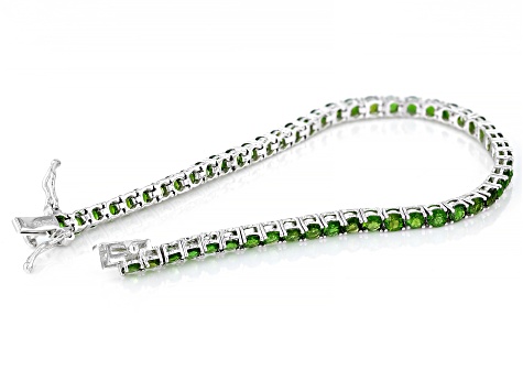 Green Chrome Diopside Rhodium Over Sterling Silver Tennis Bracelet 7.00ctw