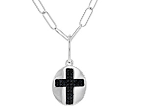 Black Spinel Rhodium Over Sterling Silver Pendant With Chain 0.27ctw