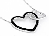 Black Spinel Rhodium Over Sterling Silver Heart Necklace 0.46ctw