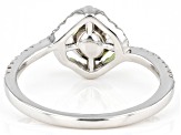 Green Peridot with White Zircon Rhodium Over Sterling Silver Ring 1.13ctw