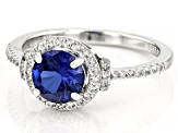 Blue Lab Created Sapphire Rhodium Over Sterling Silver Ring 2.24ctw