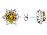 Yellow Lab Created Sapphire Rhodium Over Sterling Silver Earrings 5.37ctw