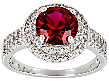 Picture of Lab Created Ruby Rhodium Over Sterling Silver Ring 2.67ctw