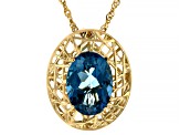 London Blue Topaz 18k Yellow Gold Over Sterling Silver Pendant With Chain 6.55ct