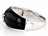 White Lab Created Sapphire With Black Enamel Rhodium Over Sterling Silver 0.04ctw