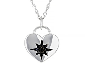 Black Spinel Rhodium Over Sterling Silver Pendant With Chain 0.31ctw