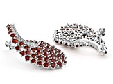 Red Garnet Rhodium Over Sterling Silver Earrings 6.65ctw