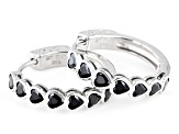 Black Spinel Rhodium Over Sterling Silver Hoop Earrings 2.50ctw