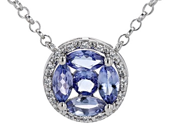 Picture of Blue Tanzanite Rhodium Over Sterling Silver Necklace 1.08ctw