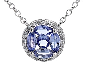 Blue Tanzanite Rhodium Over Sterling Silver Necklace 1.08ctw