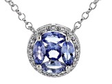Blue Tanzanite Rhodium Over Sterling Silver Necklace 1.08ctw