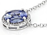 Blue Tanzanite Rhodium Over Sterling Silver Necklace 1.08ctw