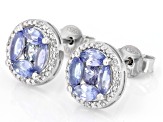 Blue Tanzanite Rhodium Over Sterling Silver Earrings 1.29ctw