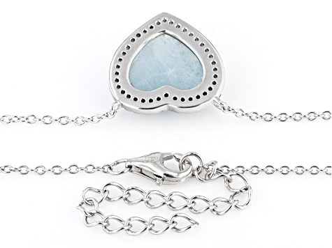 Dreamy Aquamarine With White Zircon Platinum Over Sterling Silver Necklace 0.13ctw