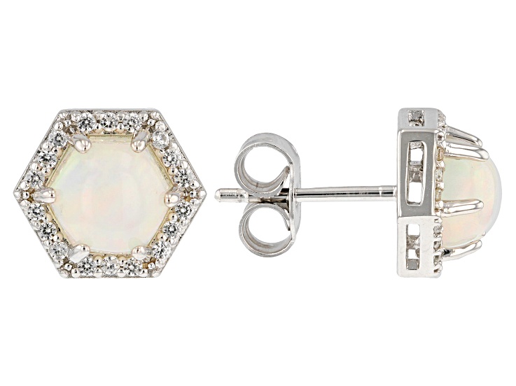 ベビテクター　#143 White Ethiopian Opal With White Zircon Rhodium Over Sterling