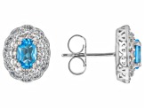 Swiss Blue Topaz Rhodium Over Sterling Silver Earrings 1.38ctw ...