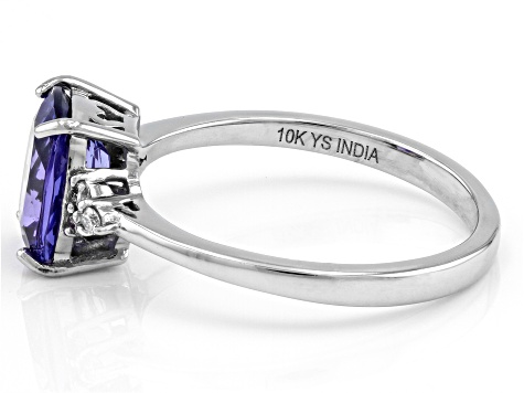 Blue Tanzanite Rhodium Over 10k White Gold Ring 2.19ctw