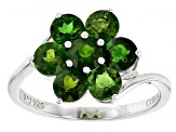 Green Chrome Diopside Rhodium Over Sterling Silver Ring 1.90ctw