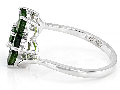 Green Chrome Diopside Rhodium Over Sterling Silver Ring 1.90ctw