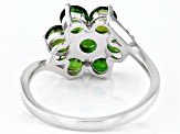 Green Chrome Diopside Rhodium Over Sterling Silver Ring 1.90ctw