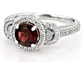 Red Garnet with White Zircon Rhodium Over Sterling Silver Ring 2.17ctw