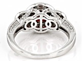 Red Garnet with White Zircon Rhodium Over Sterling Silver Ring 2.17ctw