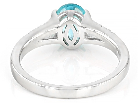 Blue Apatite With White Zircon Rhodium Over Sterling Silver Ring 1.10ctw