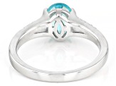 Blue Apatite With White Zircon Rhodium Over Sterling Silver Ring 1.10ctw