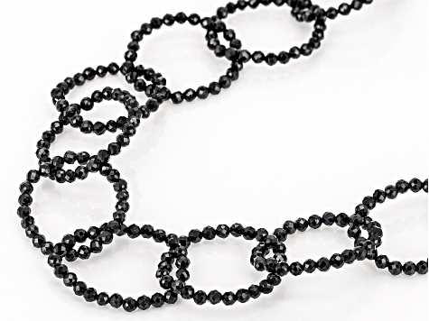 Black Spinel Rhodium Over Sterling Silver Necklace - DOK3115