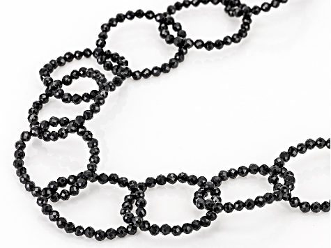 Black Spinel Rhodium Over Sterling Silver Necklace