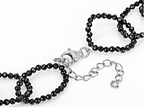 Black Spinel Rhodium Over Sterling Silver Necklace