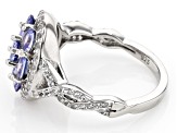 Blue Tanzanite With White Topaz Platinum Over Sterling Silver Ring 3.80ctw