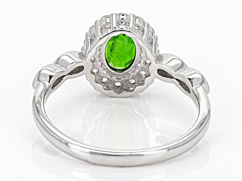 Green Chrome Diopside With White Zircon Rhodium Over Sterling Silver ...