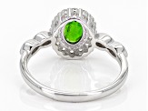 Green Chrome Diopside With White Zircon Rhodium Over Sterling Silver Ring 1.28ctw