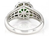 Green Chrome Diopside With White Zircon Rhodium Over Sterling Silver Ring 2.19ctw