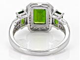 Green Chrome Diopside With White Zircon Rhodium Over Sterling Silver Ring 2.38ctw