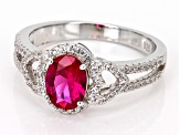 Red Lab Created Ruby with Lab Created White Sapphire Rhodium Over Sterling Silver Ring 1.67ctw