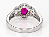 Red Lab Created Ruby with Lab Created White Sapphire Rhodium Over Sterling Silver Ring 1.67ctw