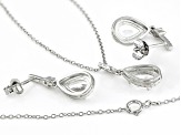White Lab Created Sapphire Rhodium Over Sterling Silver Pendant With Chain And Earrings 4.92ctw