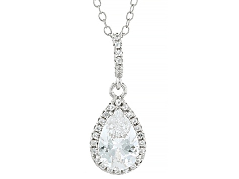 White Lab Created Sapphire Rhodium Over Sterling Silver Pendant With Chain And Earrings 4.92ctw