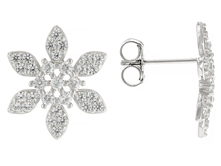 White Zircon Platinum Over Sterling Silver Snowflake