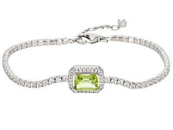 Picture of Green Peridot Rhodium Over Sterling Silver Bracelet 1.72ctw
