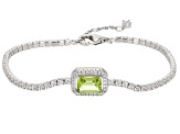 Green Peridot Rhodium Over Sterling Silver Bracelet 1.72ctw