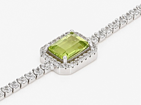 Green Peridot Rhodium Over Sterling Silver Bracelet 1.72ctw