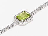 Green Peridot Rhodium Over Sterling Silver Bracelet 1.72ctw