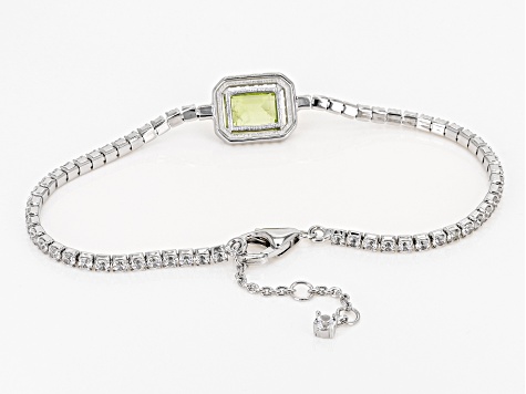 Green Peridot Rhodium Over Sterling Silver Bracelet 1.72ctw