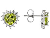 Green Peridot Rhodium Over Sterling Silver Earrings 3.30ctw