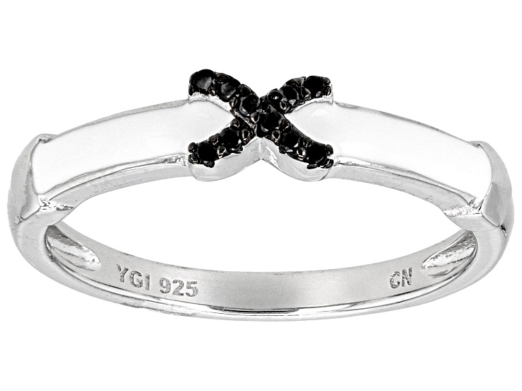 Black Spinel Rhodium Over Sterling Silver Ring 0.06ctw