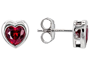 Red Lab Created Ruby Rhodium Over Sterling Silver Heart Earrings 1.63ctw