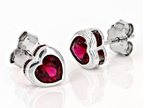 Red Lab Created Ruby Rhodium Over Sterling Silver Heart Earrings 1.63ctw